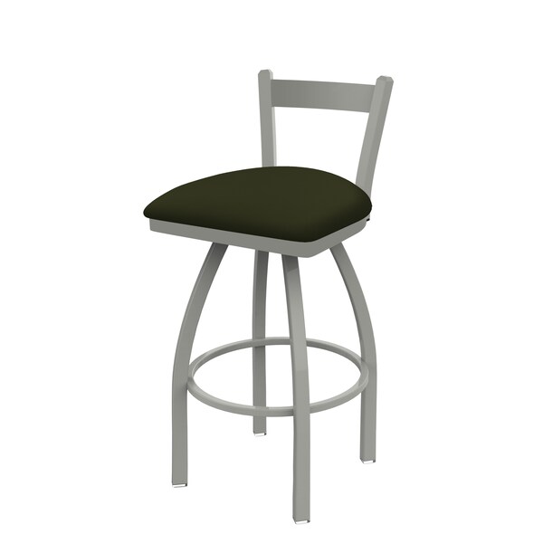 25" Low Back Swivel Counter Stool, Nickel Finish, Canter Pine Seat